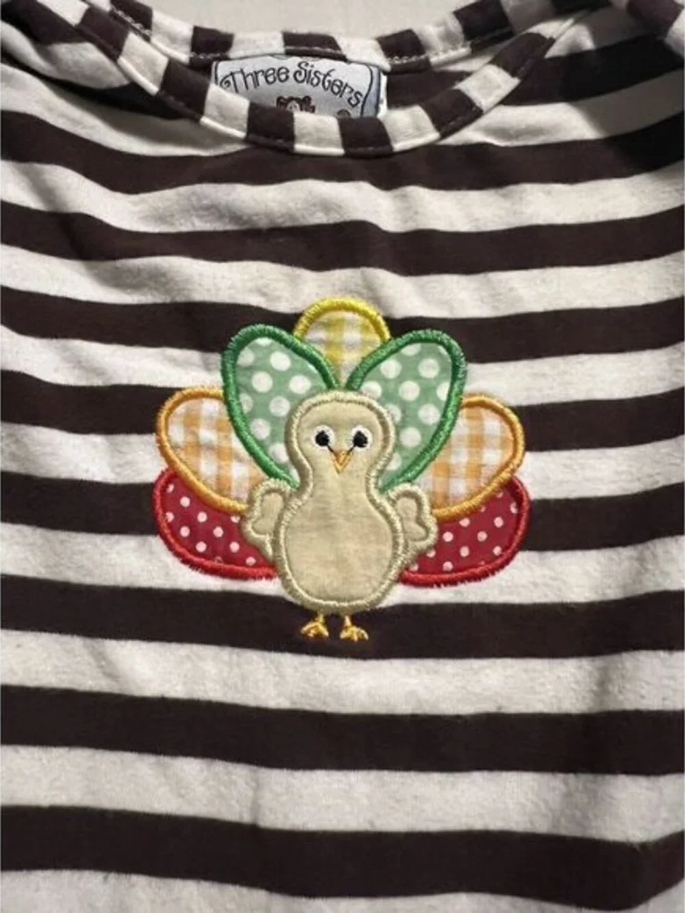 Three Sisters Baby‎ Girl 9M Coverall Thanksgiving Turkey Appliqué Outfit